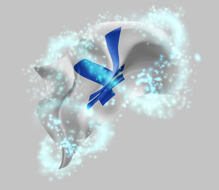 Yen, vector 3d flag in whirlwind of magical radianceのイラスト素材