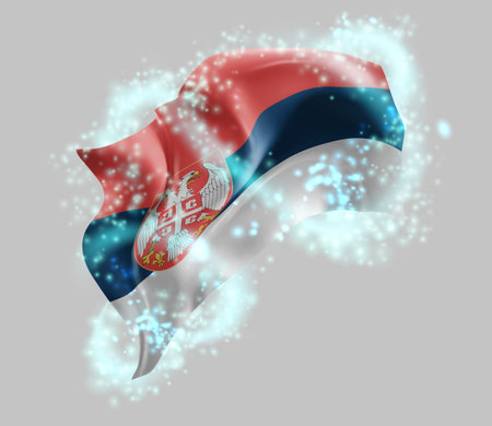 Armenia, vector 3d flag in whirlwind of magical radianceのイラスト素材
