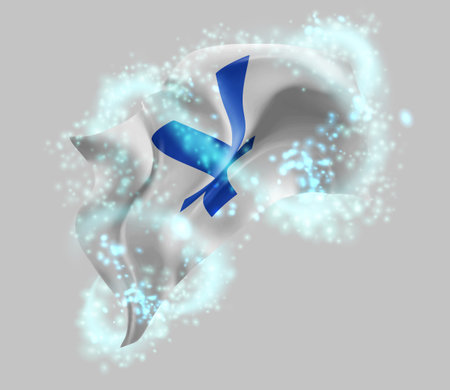 Yuan, vector 3d flag in whirlwind of magical radianceのイラスト素材