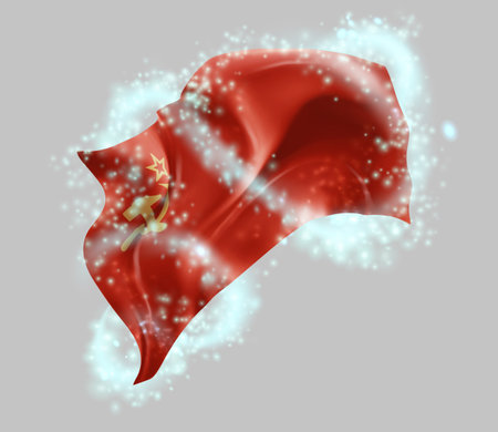 USSR, vector 3d flag in whirlwind of magical radianceのイラスト素材
