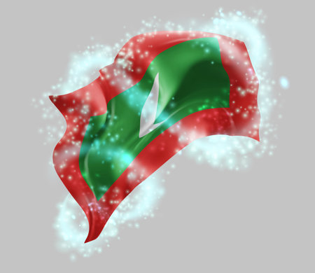 Maldives, vector 3d flag in whirlwind of magical radianceのイラスト素材