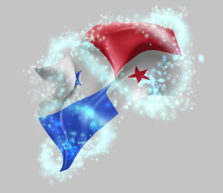 Panama, vector 3d flag in whirlwind of magical radianceのイラスト素材
