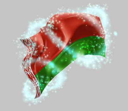 Belarus, vector 3d flag in whirlwind of magical radianceのイラスト素材