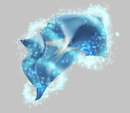 Electroneum, vector 3d flag in whirlwind of magical radianceのイラスト素材