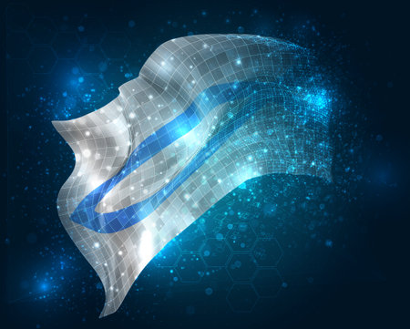 faith, vector 3d flag virtual triangular polygons on a color backgroundのイラスト素材