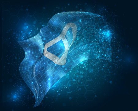 Ton, vector 3d flag virtual triangular polygons on a color backgroundのイラスト素材