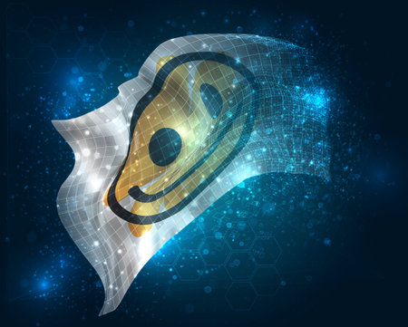 Smile, vector 3d flag virtual triangular polygons on a color backgroundのイラスト素材