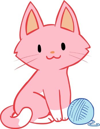 Cat and yarnのイラスト素材
