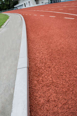 Athletics Track Lane made with orange rubberの写真素材