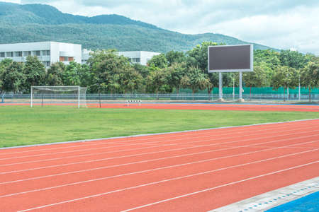 athletics Track Lane made with orange rubber and mountain