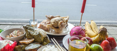 vary of food on chinease new year dayの写真素材