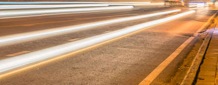 the light trails on the street in Thailand