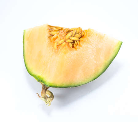 photo of fresh cantaloupe on white backgroundの写真素材