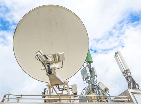 satellite dish  and antenna on television car mobile image.の写真素材