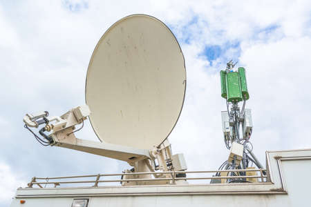 satellite dish  and antenna on television car mobile image.の写真素材