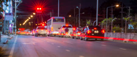 Long exposure photo of light trails on the street in Thailand.の写真素材
