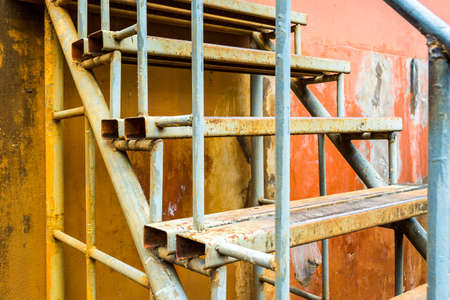close up shot of old rusty stair image .の写真素材