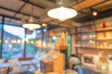 Coffee shop blur background with bokeh image.の写真素材