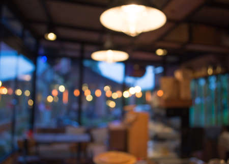 Coffee shop blur background with bokeh image.の写真素材