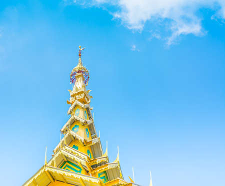 old temple with white cloud and blue sky .の写真素材