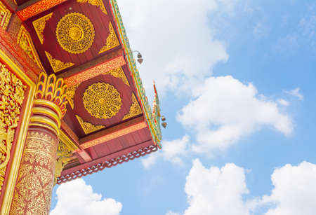 old temple with white cloud and blue sky .