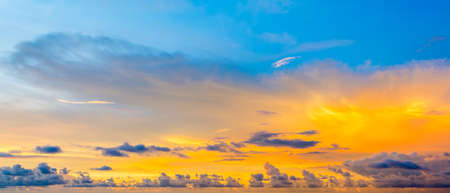 image of romantic sunset sky  for background usage.の写真素材