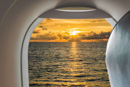 View from airplane window to see sky on day time.の写真素材
