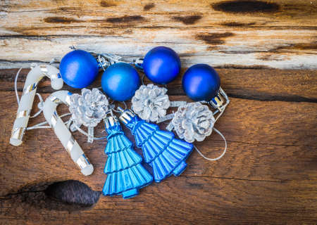 christmas ornaments and vary of decoration on wood .の写真素材