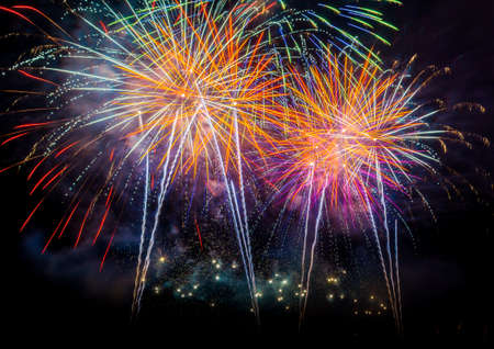 firework Blast at 1st of january 2015 celebration in Chiang Mai Thailand.の写真素材