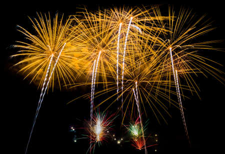 Firework Blast at 1st of january 2015 celebration in Chiang Mai Thailand.の写真素材