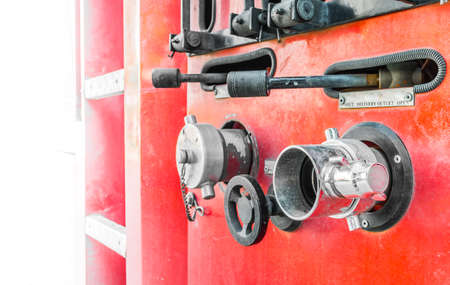 image of Fire truck close up equipment.