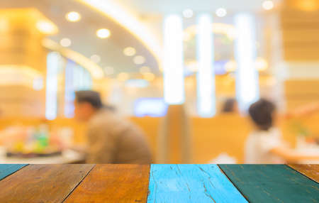 Coffee shop blur background with bokeh image .の写真素材