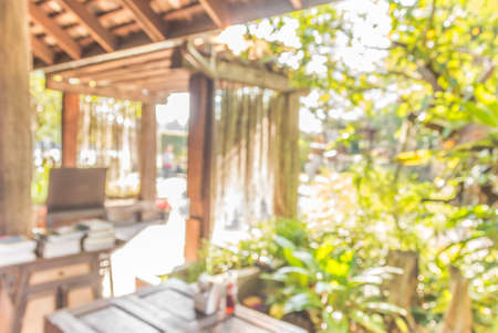 blur image of  in living room near the garden .の写真素材