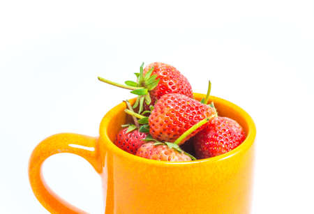 image of  glass of strawberry isolated on white background.の写真素材