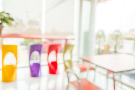 Coffee shop blur background with bokeh image.の写真素材