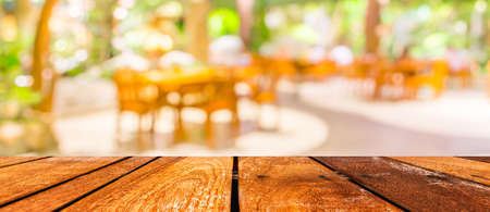 Coffee shop blur background with bokeh image .の写真素材