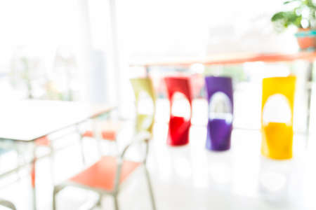 Coffee shop blur background with bokeh image.の写真素材