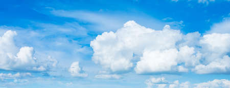 image of clear sky with white clouds on day time for background usage .