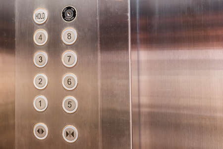 image of stainless steel elevator panel push buttons.の写真素材