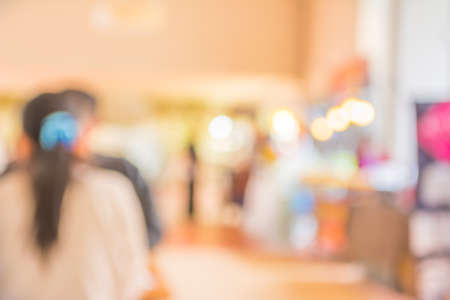 Coffee shop blur background with bokeh image.の写真素材