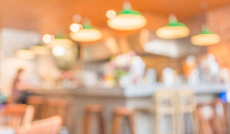Coffee shop blur background with bokeh image.の写真素材