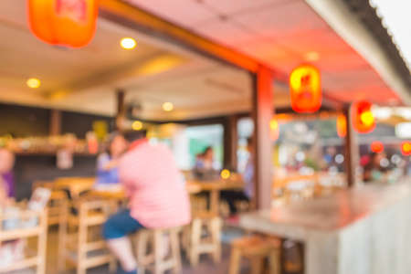 Blurred background image of  Customer at japan restaurant blur background with bokehの写真素材