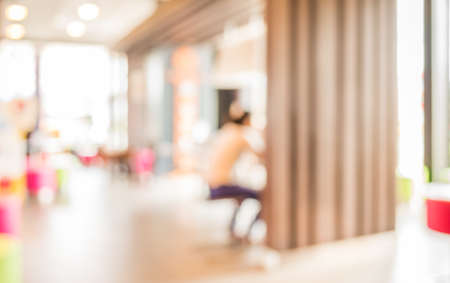 Coffee shop blur background with bokeh image.の写真素材