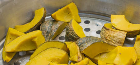 image of Boiled pumpkin in iron plate .の写真素材