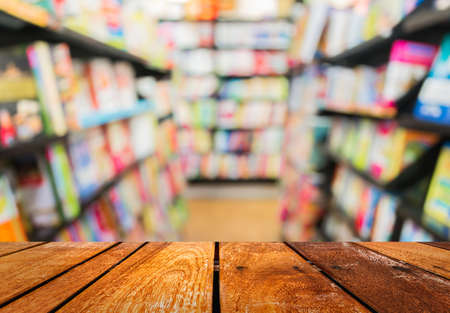 blur image of   book store on shelf at shopping center forbackground usage.の写真素材