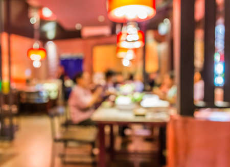 blur image of restaurant or food center with light bokeh foy background.の写真素材