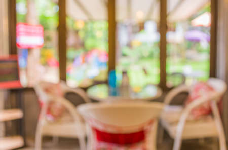 Coffee shop blur background with bokeh image.の写真素材