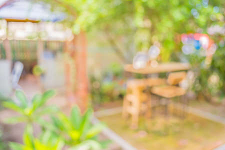 blur image of coffee shop with bokeh on day time for background usage .の写真素材