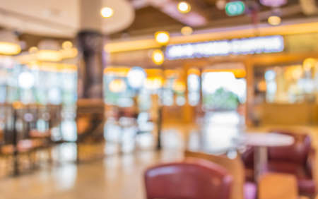 Coffee shop blur background with bokeh image.の写真素材