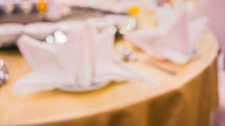 image of blur dinning table set for background usage .の写真素材